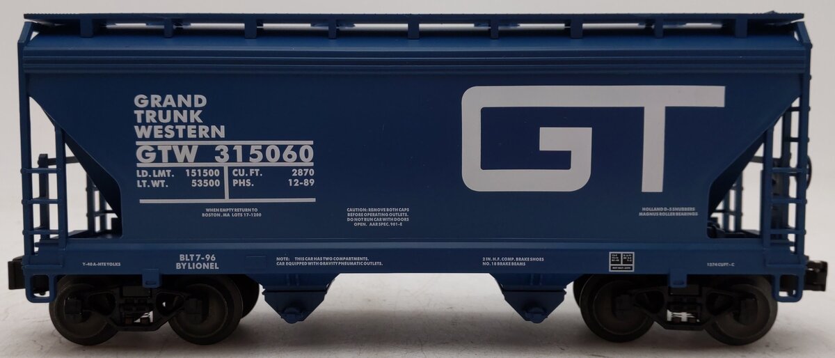 Lionel 6-16812 O Gauge LOTS 1996 Grand Trunk 2-Bay ACF Hopper #315060 EX/Box