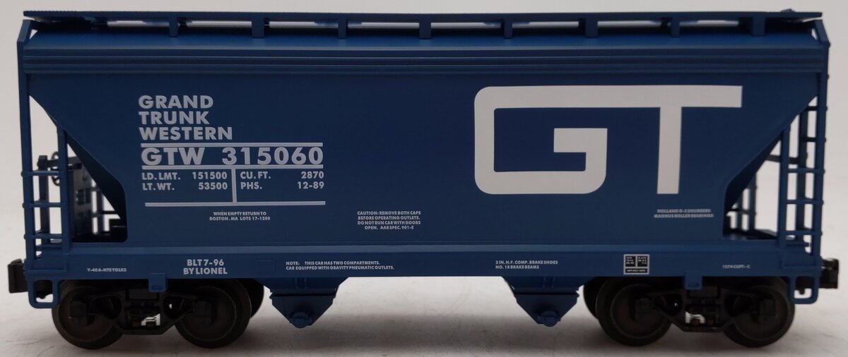 Lionel 6-16812 O Gauge LOTS 1996 Grand Trunk 2-Bay ACF Hopper #315060 EX/Box