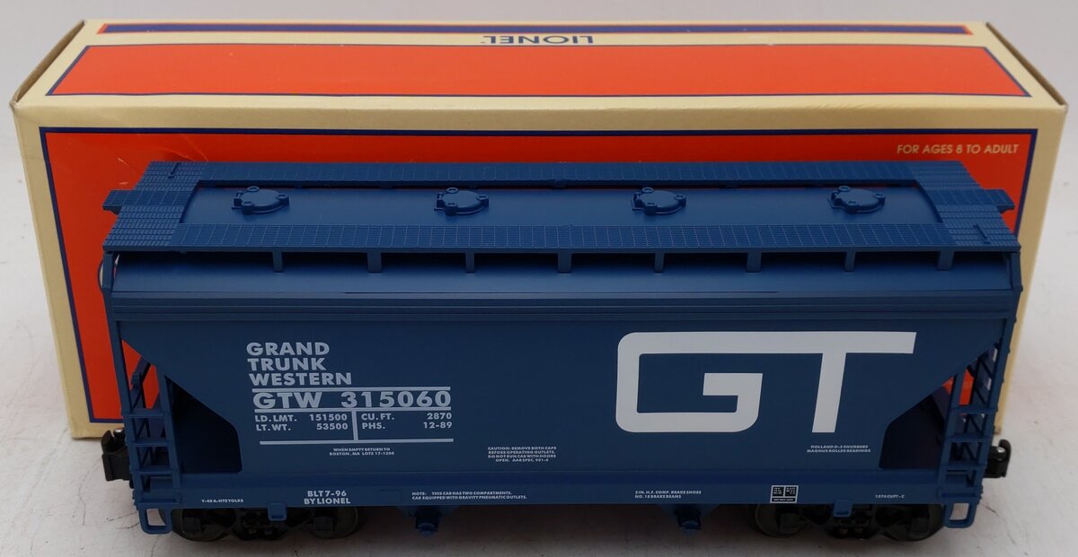 Lionel 6-16812 O Gauge LOTS 1996 Grand Trunk 2-Bay ACF Hopper #315060 EX/Box
