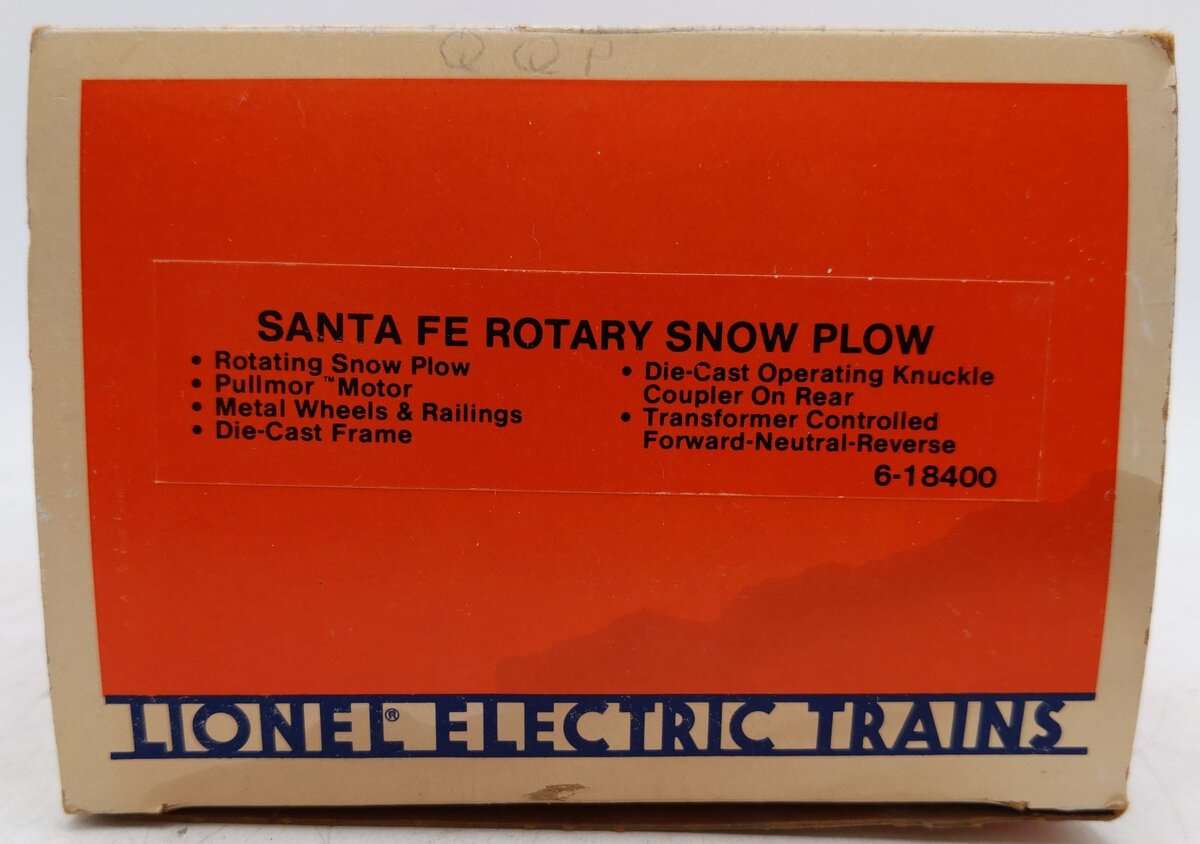 Lionel 6-18400 O Gauge Santa Fe Rotary Snowplow VG/Box