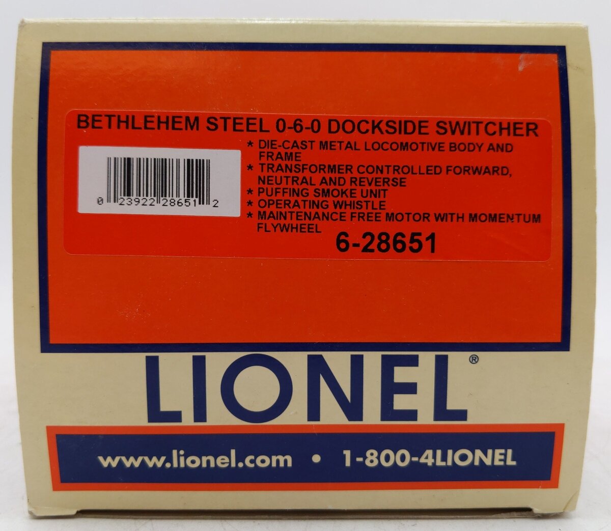 Lionel 6-28651 O Gauge Bethlehem Steel Dockside Switcher #72 EX/Box