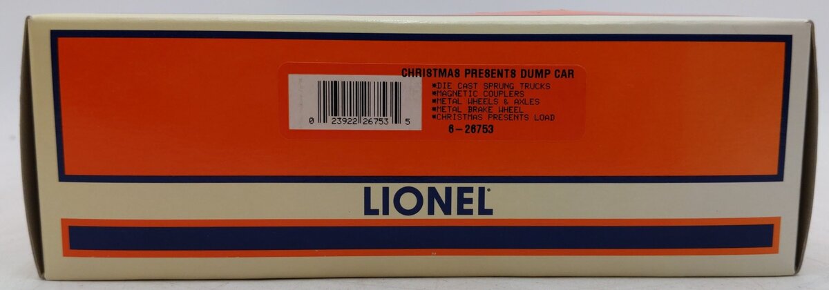 Lionel 6-26753 Operating Christmas Dump Car with Presents EX/Box