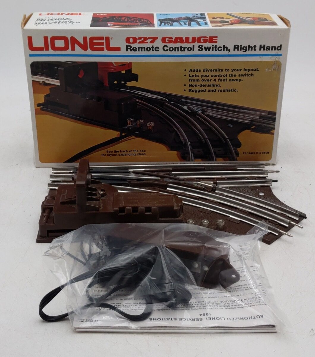Lionel 6-5122 027 Right Hand Remote Control Switch Turnout EX/Box