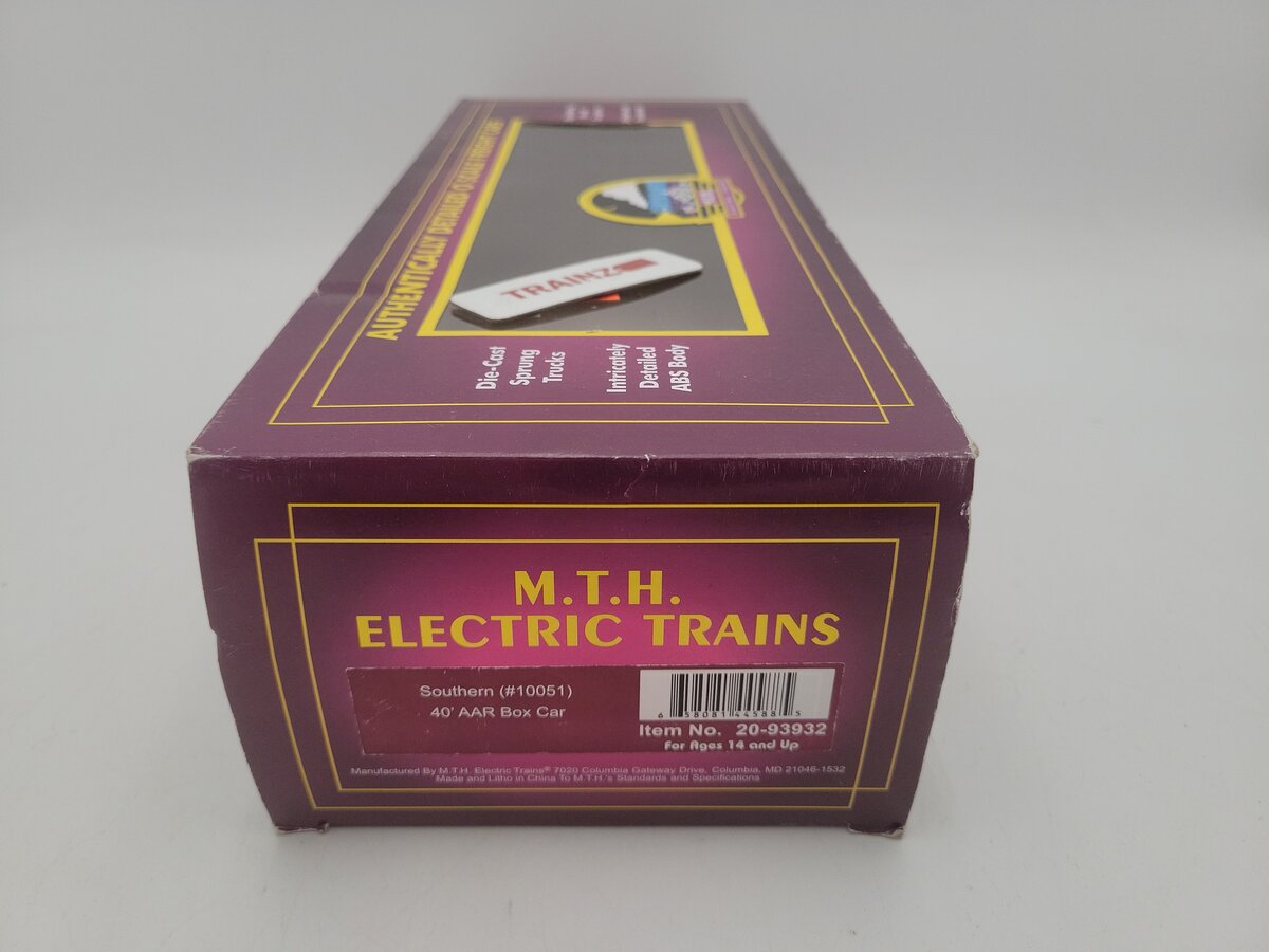 MTH 20-93932 O Gauge Southern 40' AAR Freight Box Car #10051 EX/Box