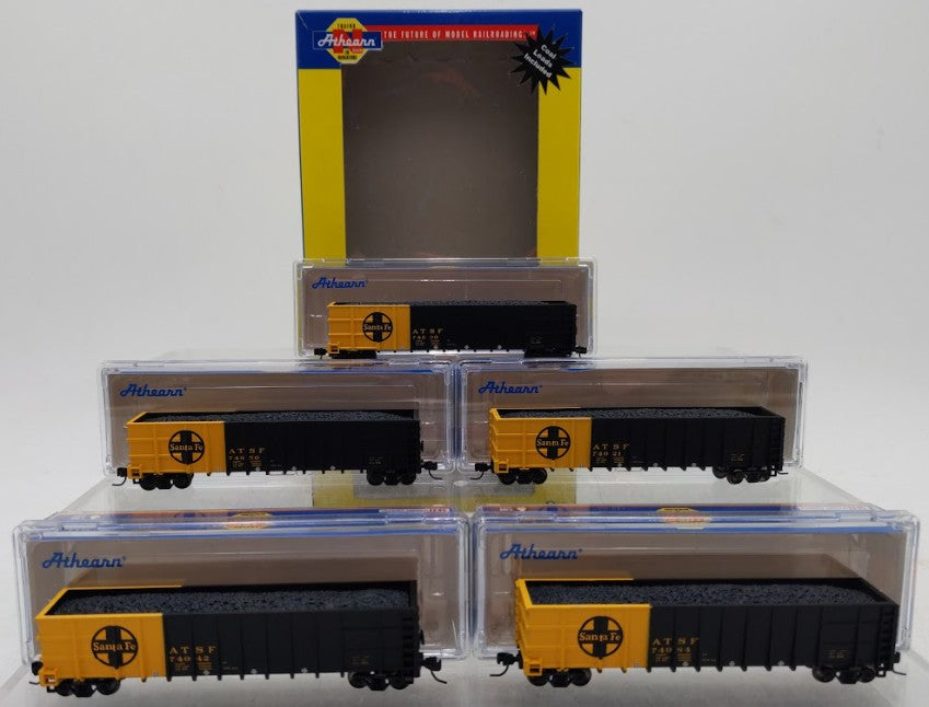 Athearn 11762 N Scale Santa Fe Thrall Gondola with Load 5 Car Pack #4 EX/Box