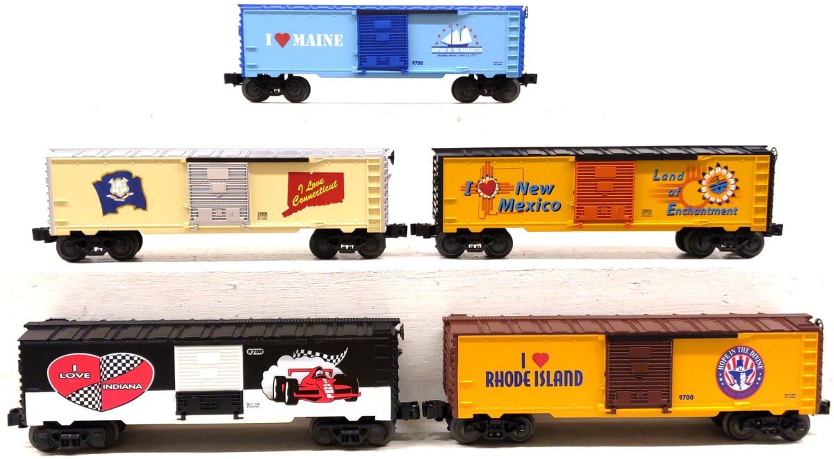 Lionel O Gauge Assorted "I Love" Boxcars: 19952, 29906, 19968, 29933, 19971 [5] LN/Box