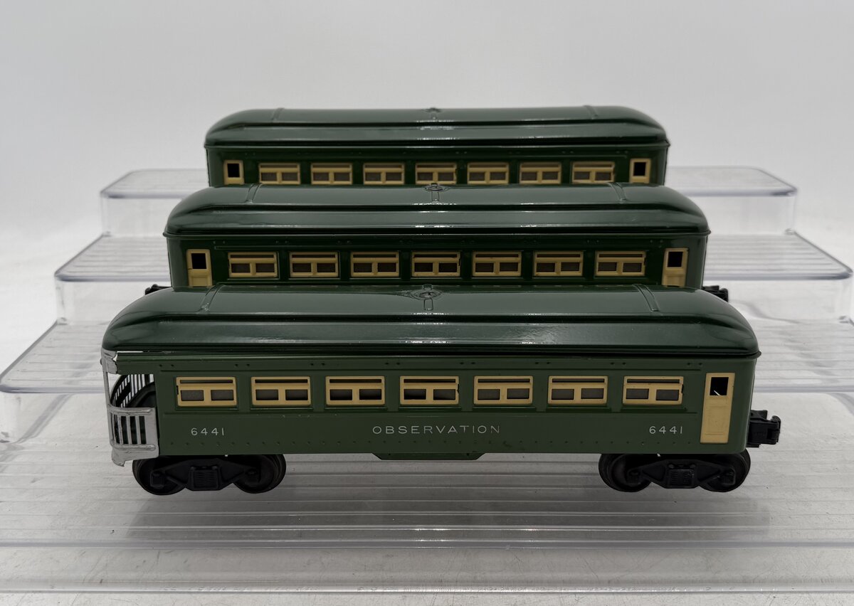 Lionel 6440S Vintage O Two-Tone Green Pass Cars: 6440, 6440 & 6441 (Set of 3) VG