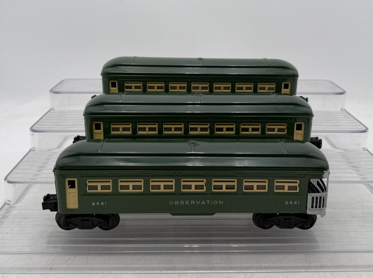Lionel 6440S Vintage O Two-Tone Green Pass Cars: 6440, 6440 & 6441 (Set of 3) VG