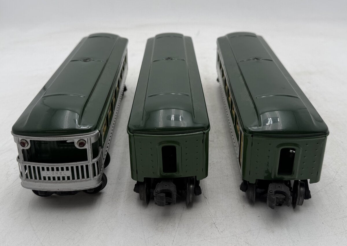 Lionel 6440S Vintage O Two-Tone Green Pass Cars: 6440, 6440 & 6441 (Set of 3) VG