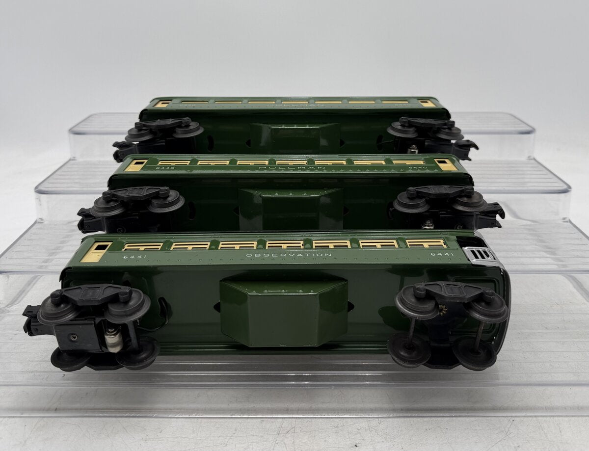 Lionel 6440S Vintage O Two-Tone Green Pass Cars: 6440, 6440 & 6441 (Set of 3) VG