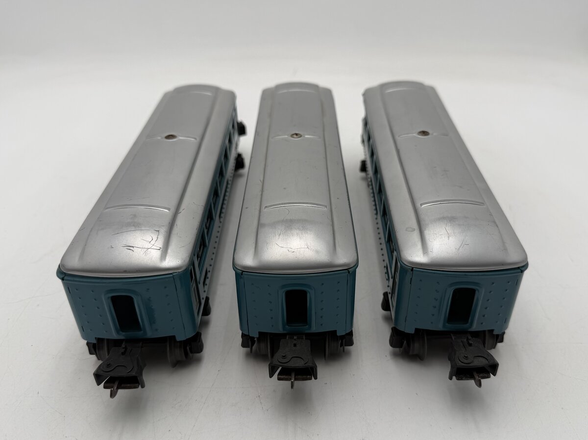 Lionel 2630S Vintage O Prewar Tinplate Blue/Silver Passenger Cars (Set of 3) VG