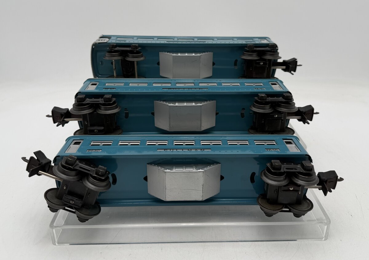 Lionel 2630S Vintage O Prewar Tinplate Blue/Silver Passenger Cars (Set of 3) VG