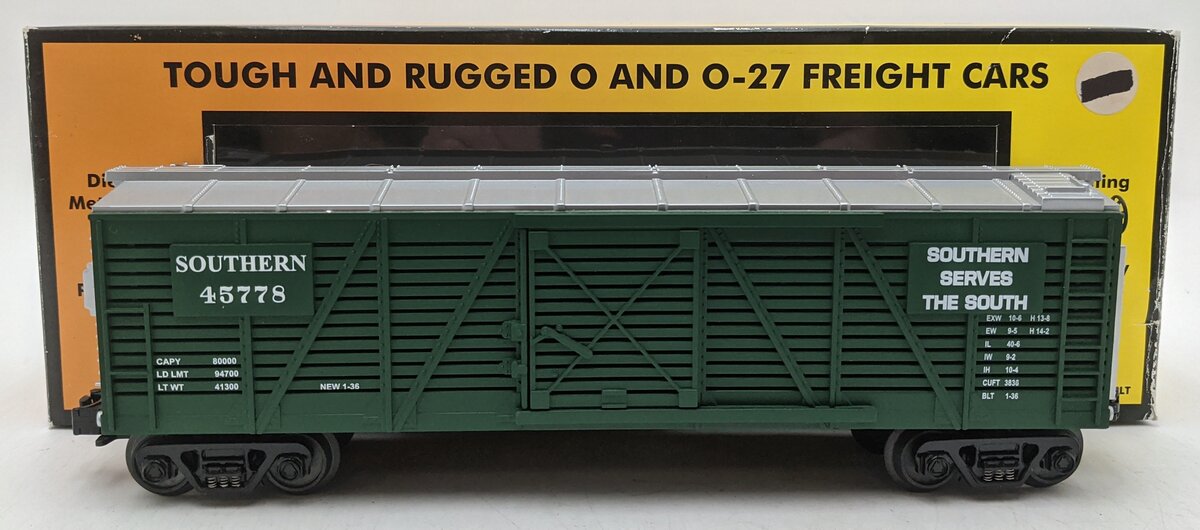MTH 30-7002B O Gauge Southern Stock Car #45778 LN/Box