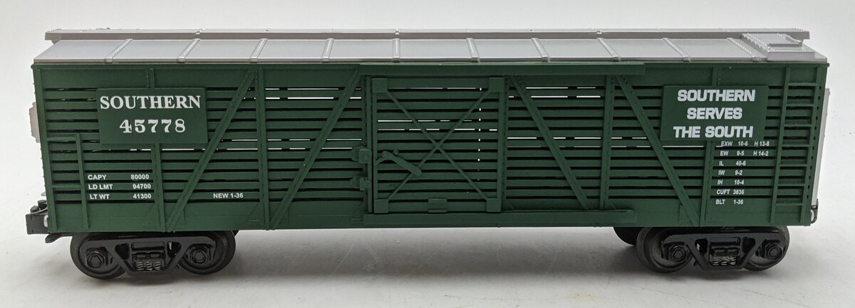 MTH 30-7002B O Gauge Southern Stock Car #45778 LN/Box