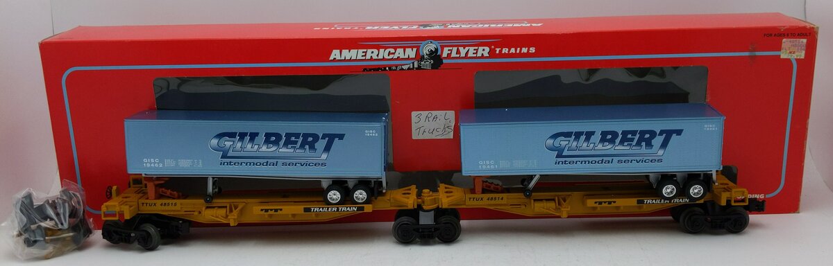 American Flyer 6-48514 S Scale Gilbert Intermodal TTUX Set LN/Box