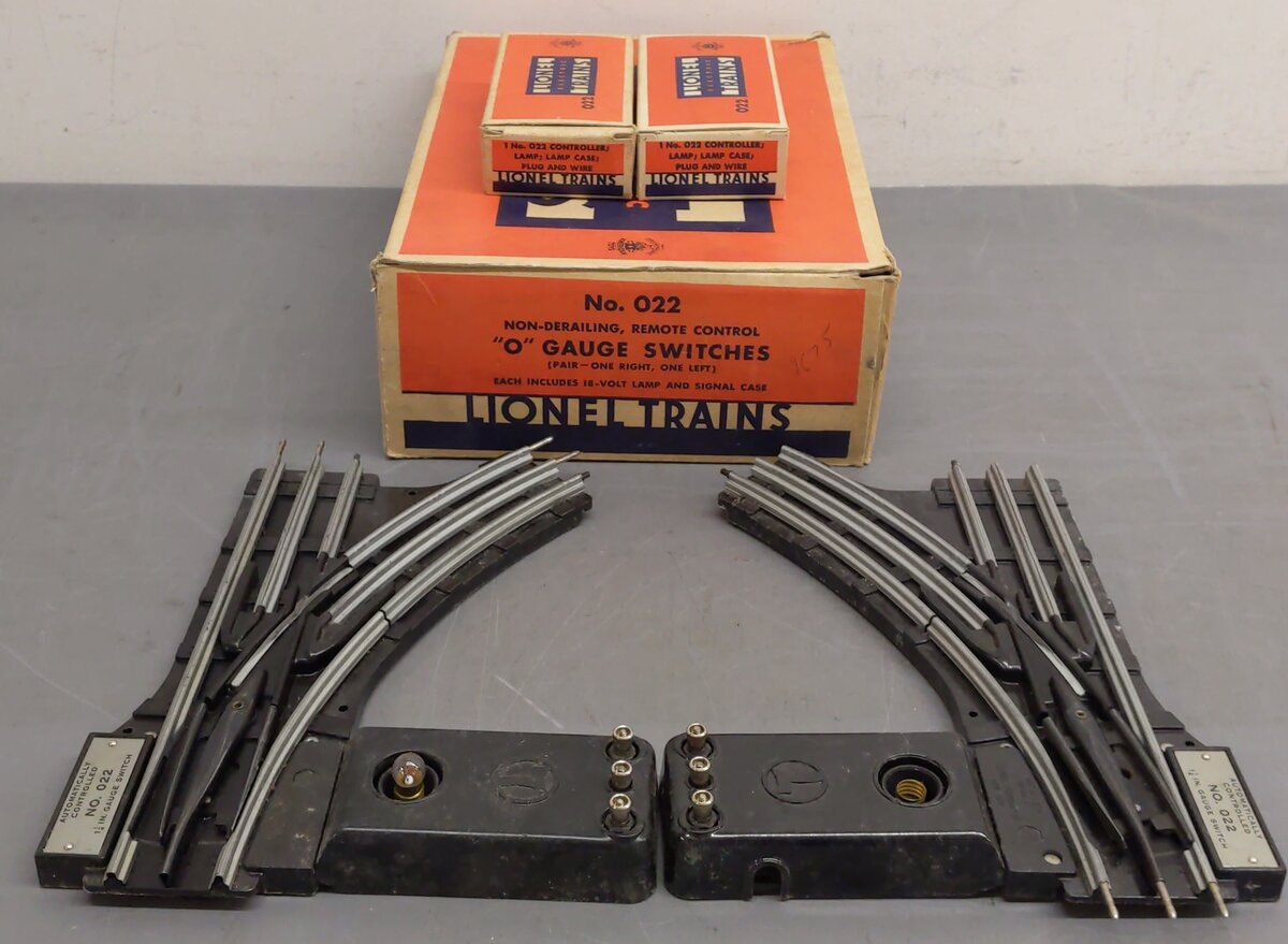 Lionel 022 O Gauge Left-Hand & Right-Hand Electric Remote Switches VG/Box