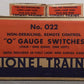 Lionel 022 O Gauge Left-Hand & Right-Hand Electric Remote Switches VG/Box