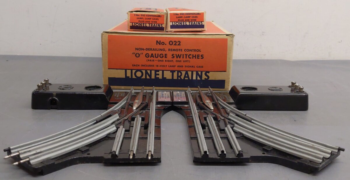 Lionel 022 O Gauge Left-Hand & Right-Hand Electric Remote Switches VG/Box
