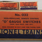 Lionel 022 O Gauge Left-Hand & Right-Hand Electric Remote Switches VG/Box