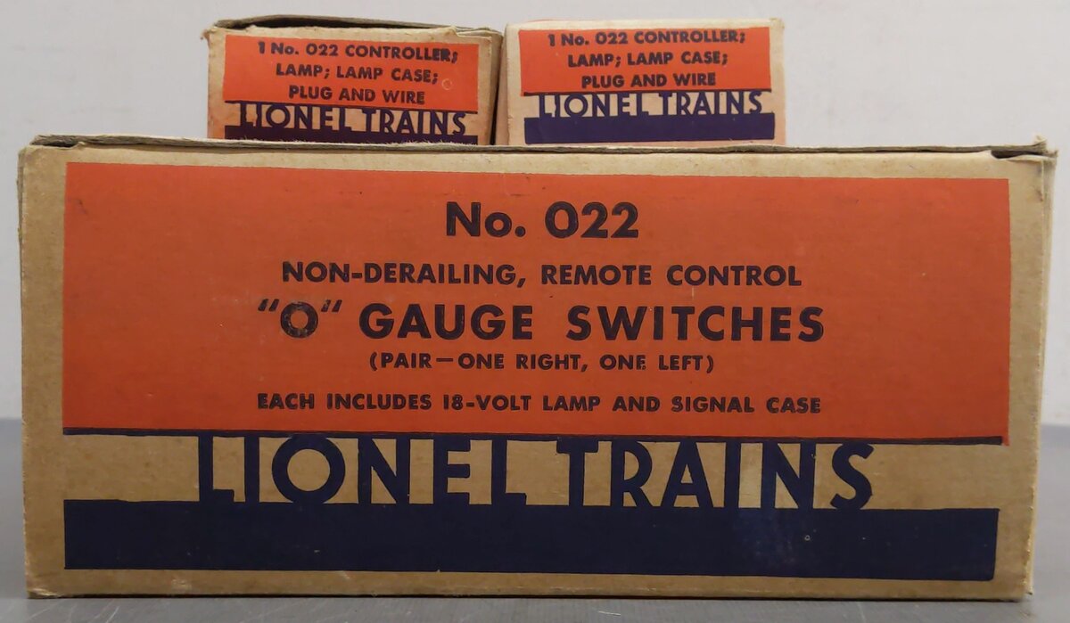 Lionel 022 O Gauge Left-Hand & Right-Hand Electric Remote Switches VG/Box