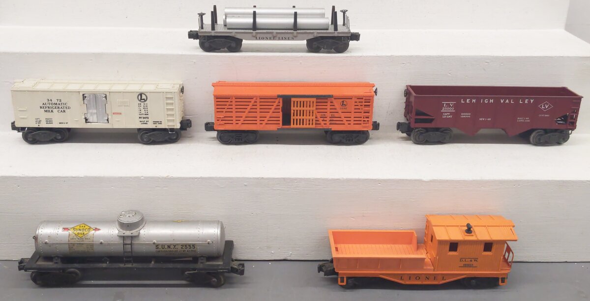 Lionel Vintage O Gauge Freight Cars #611925,2411,25000,2555,3472,6646 [6] VG