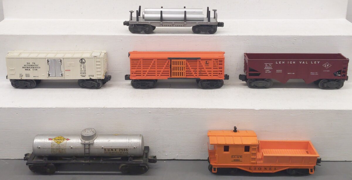 Lionel Vintage O Gauge Freight Cars #611925,2411,25000,2555,3472,6646 [6] VG