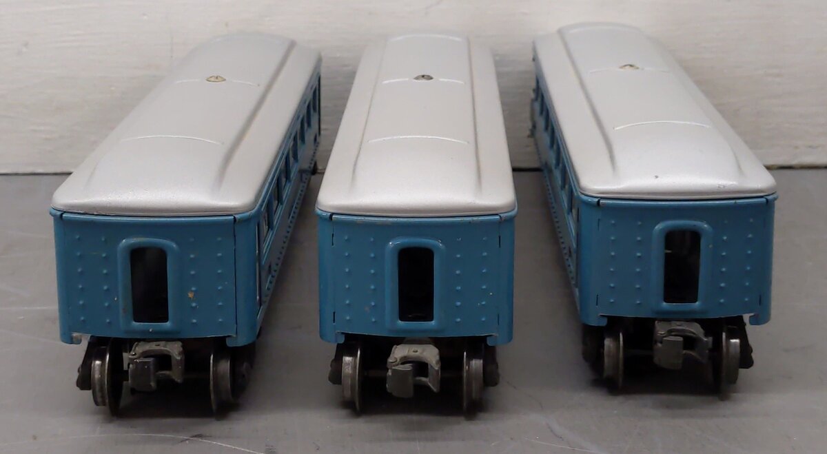 Lionel Vintage O Gauge Blue/Gray Tin Plate Passenger Cars #1630/1631