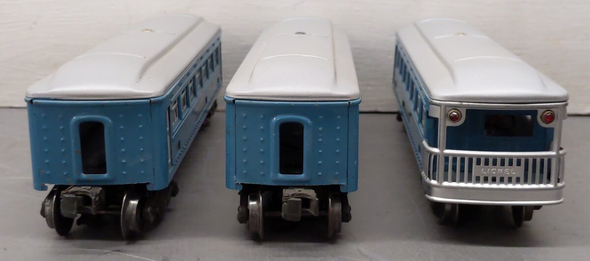Lionel Vintage O Gauge Blue/Gray Tin Plate Passenger Cars #1630/1631