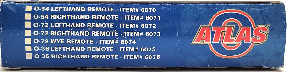 Atlas 6076 O O36 Nickel Silver Right Hand Remote Switch Turnout VG/Box