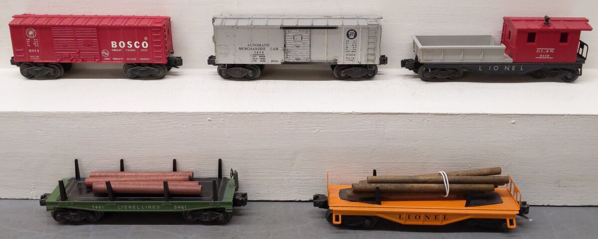 Lionel Vintage O Gauge Freight Cars #3454,6119,6014,3461 [5] VG