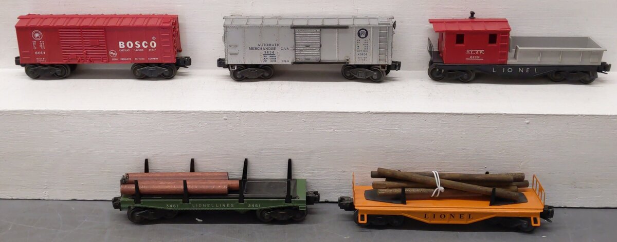 Lionel Vintage O Gauge Freight Cars #3454,6119,6014,3461 [5] VG