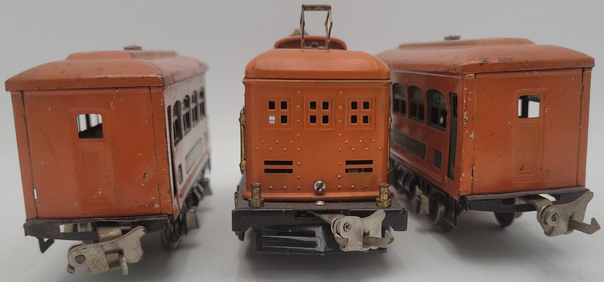 Lionel O Gauge Prewar 248 Electric Locomotive w/ 629 Coach & 630 Observation Car VG