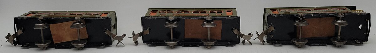 Lionel Prewar O Gauge Pea Green Electric Passenger Cars: 530, 529, 529 [3] VG