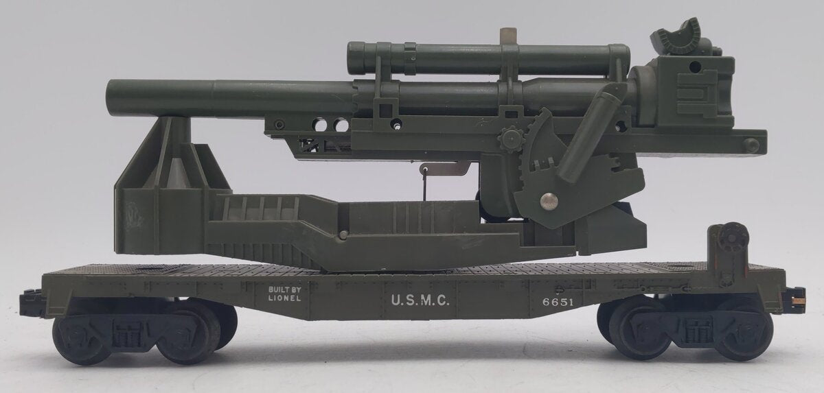Lionel 6651 Vintage O USMC Olive Drab Cannon Car EX