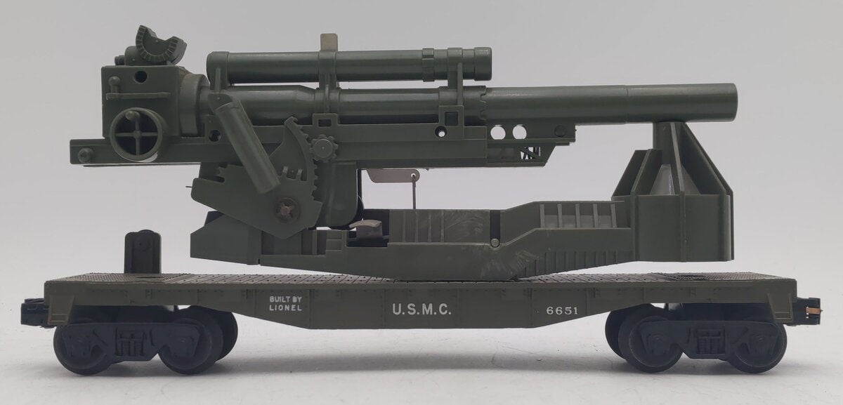 Lionel 6651 Vintage O USMC Olive Drab Cannon Car EX