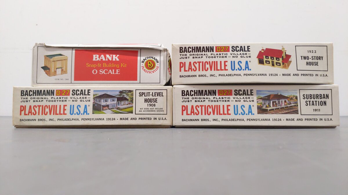 Plasticville O Assorted Accessories 1911, 1922, 1908, 1960 [4] EX/Box