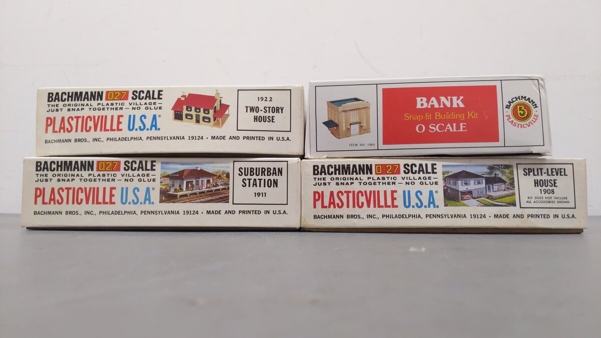 Plasticville O Assorted Accessories 1911, 1922, 1908, 1960 [4] EX/Box