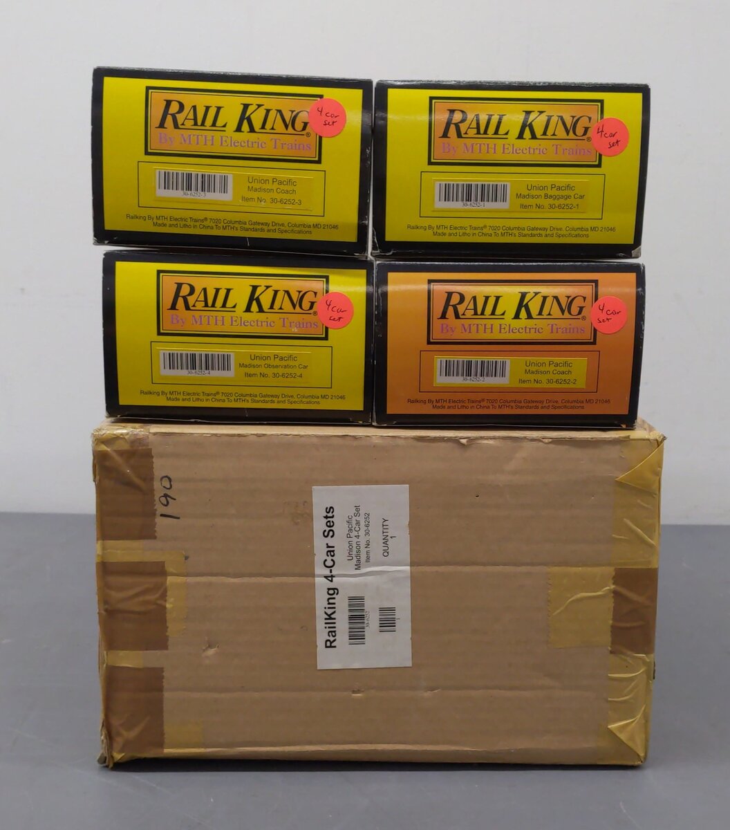 MTH 30-6252 O Union Pacific RailKing O-27 Madison Passenger Car Set (Set of 4) EX/Box