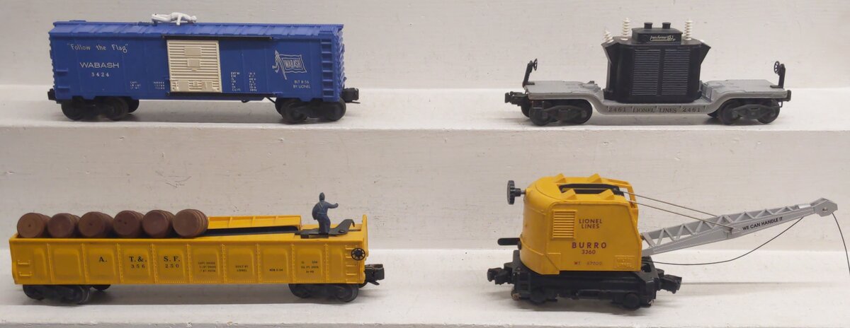 Lionel Vintage O Gauge Freight Cars #3562,2461,3424,3360 [4] VG/Box
