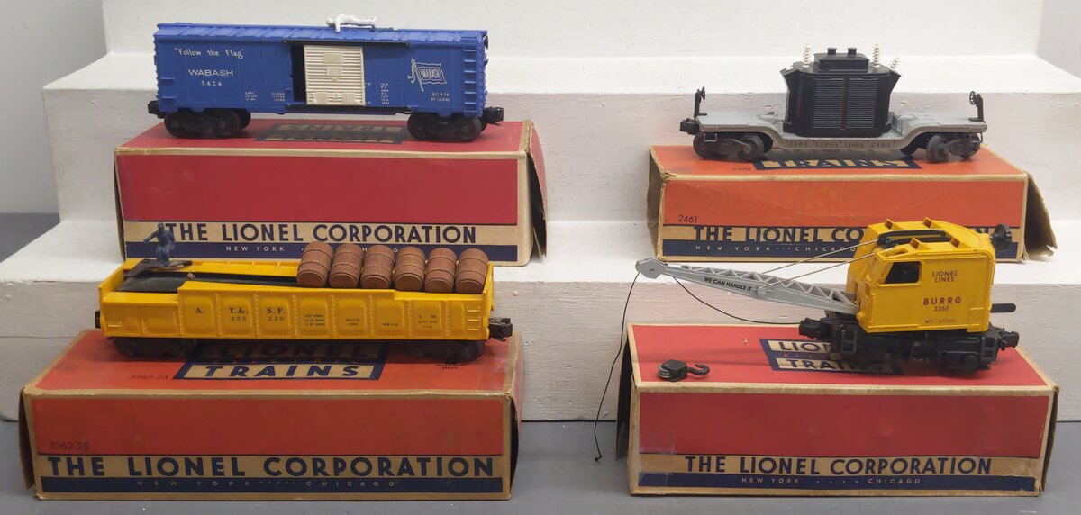 Lionel Vintage O Gauge Freight Cars #3562,2461,3424,3360 [4] VG/Box