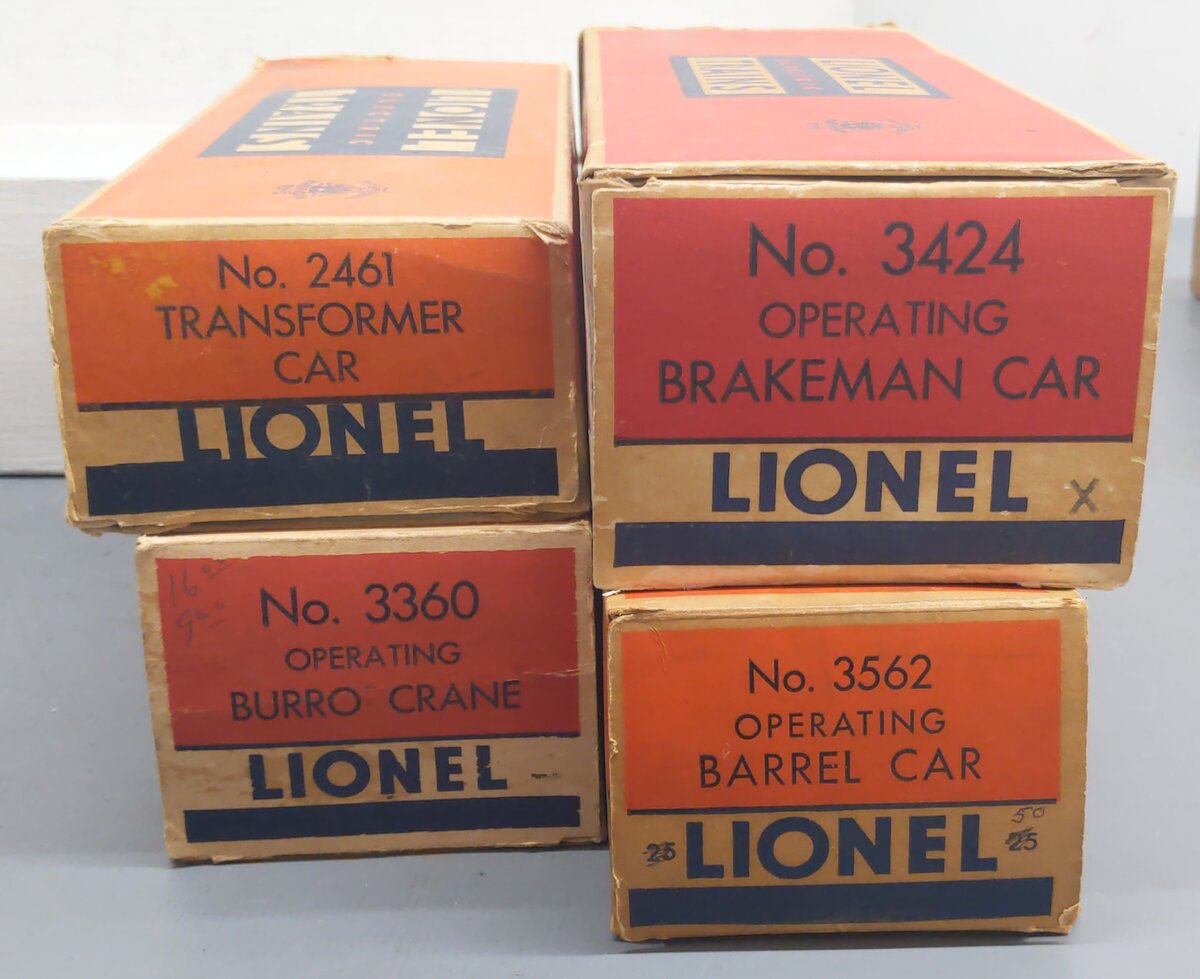 Lionel Vintage O Gauge Freight Cars #3562,2461,3424,3360 [4] VG/Box