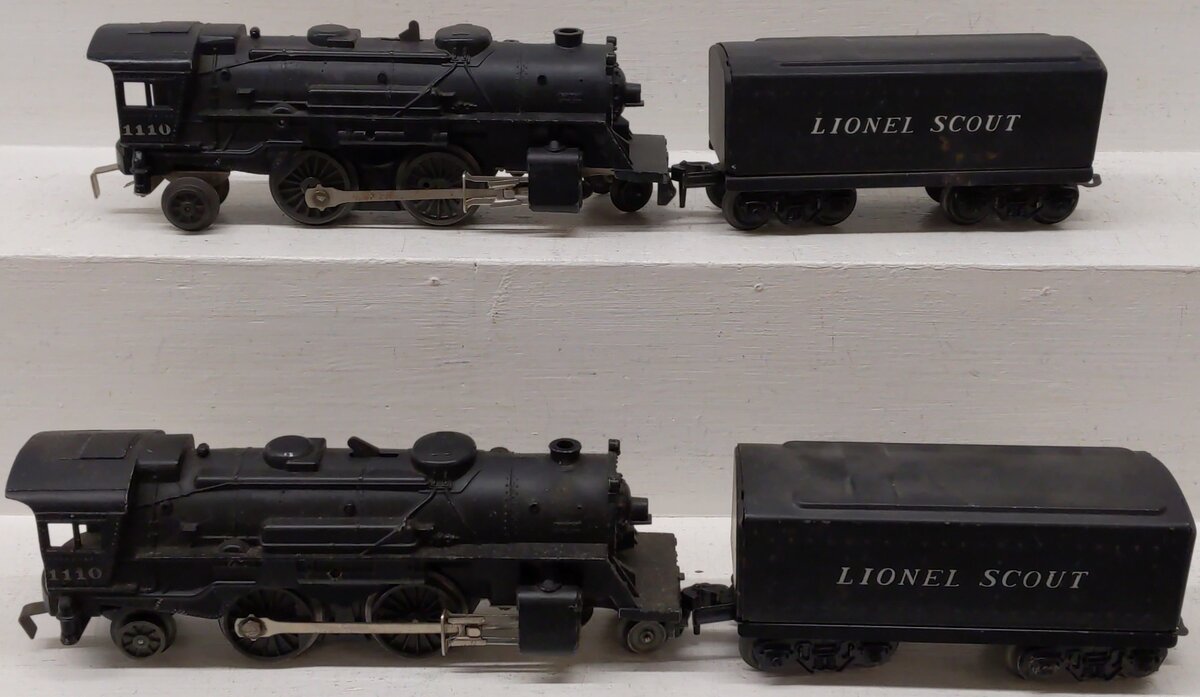 Lionel Vintage O 1110 2-4-2 Postwar Steam Locomotives & 1001 T Tenders [2] VG
