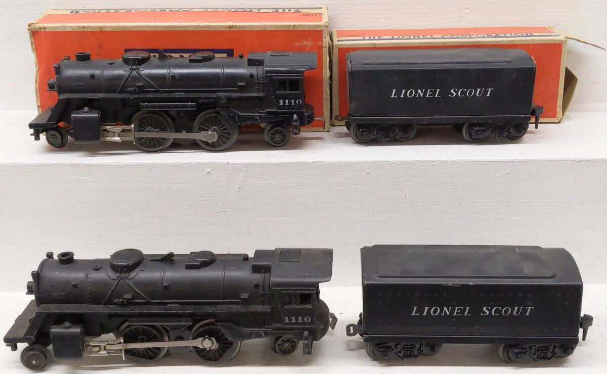 Lionel Vintage O 1110 2-4-2 Postwar Steam Locomotives & 1001 T Tenders [2] VG