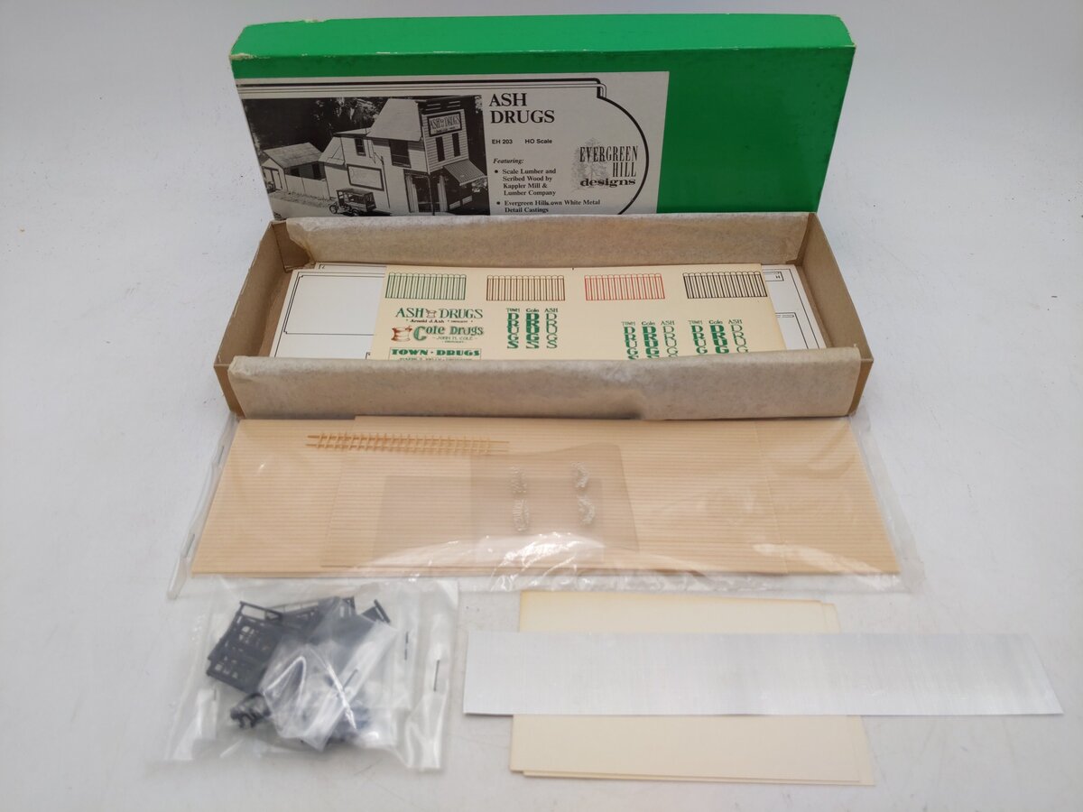 Evergreen Hill EHD-203 HO Scale Ash Drugs Building Kit EX/Box