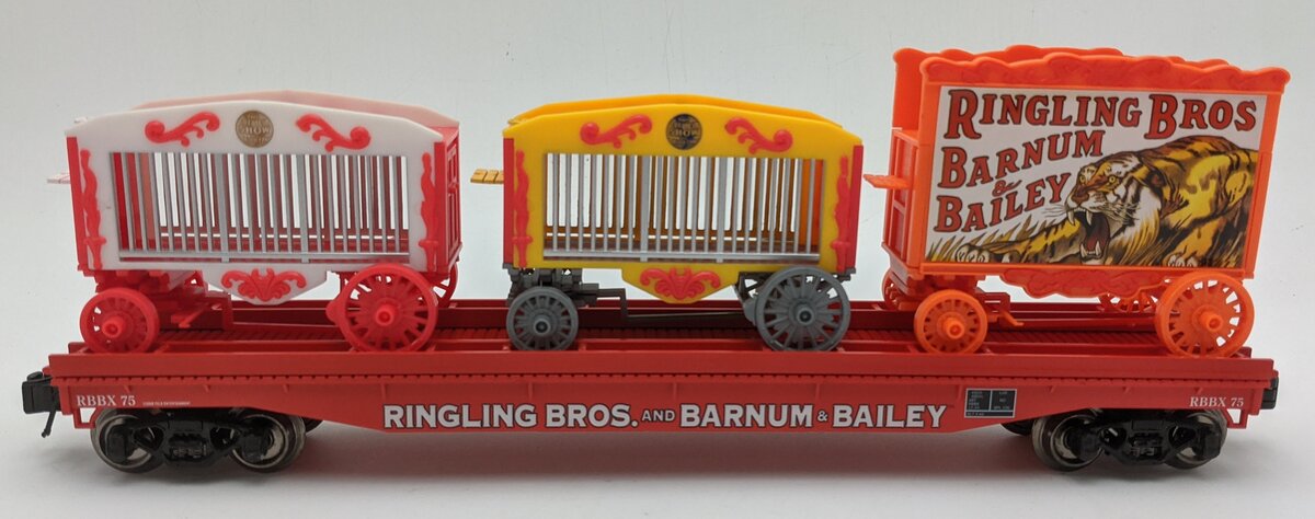 K-Line 6-22415 O Lionel Ringling Bros Flat Car #75 w/ 3 Circus Wagons LN