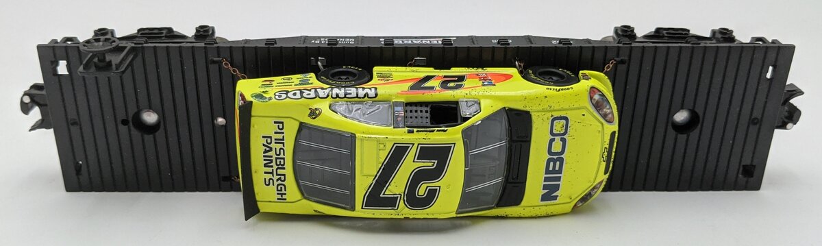 Menards 279-0639 O Scale Flat Car w/ Paul Menard Nibco Race Car LN/Box