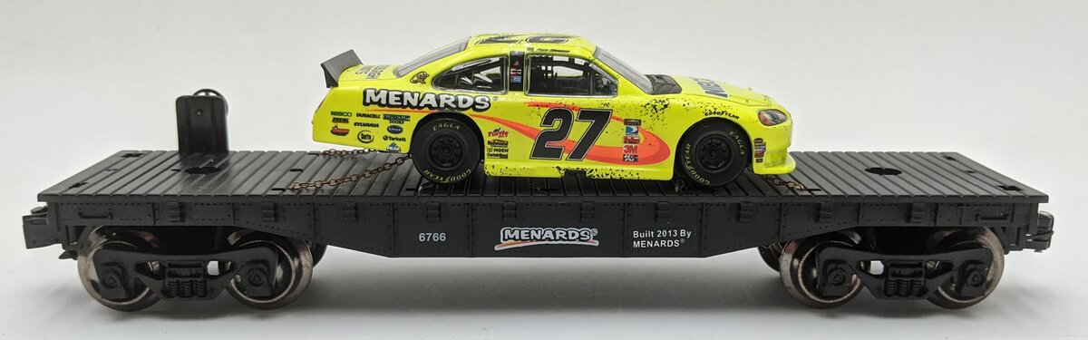 Menards 279-0639 O Scale Flat Car w/ Paul Menard Nibco Race Car LN/Box