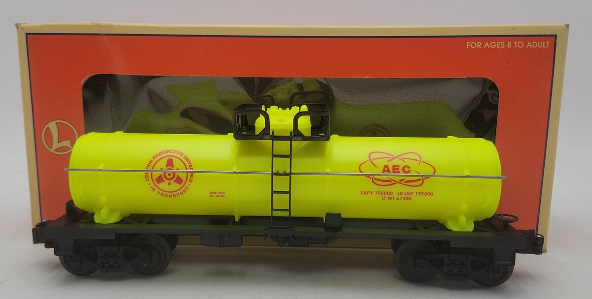 Lionel 6-26102 O Gauge AEC Glow in the Dark Single Dome Tank Car LN/Box