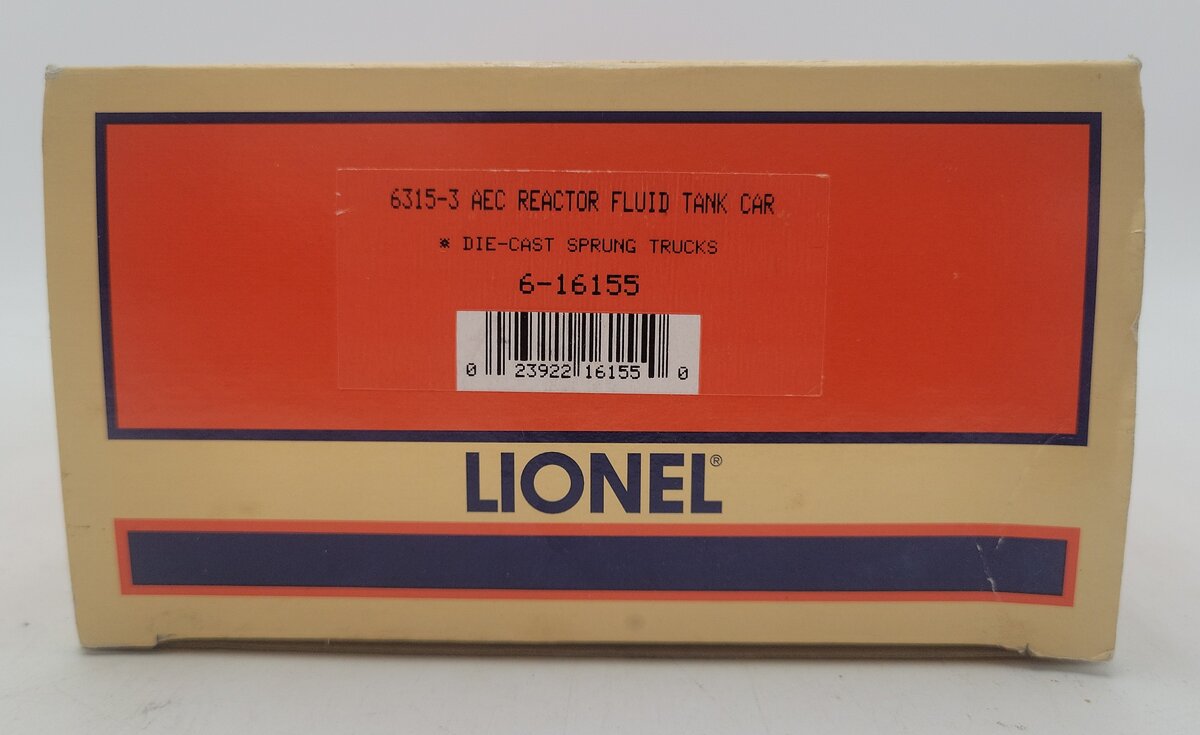 Lionel 6-16155 O Gauge AEC Reactor Fluid Tank Car (Green) NIB