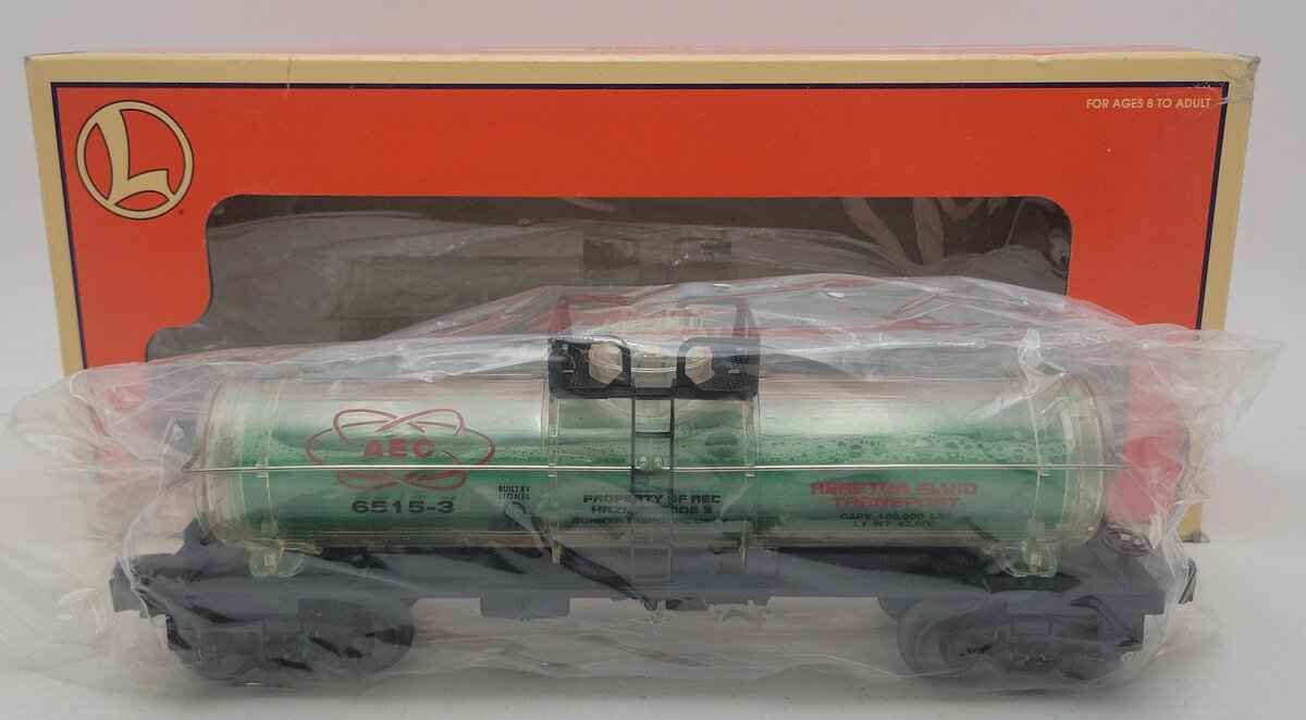 Lionel 6-16155 O Gauge AEC Reactor Fluid Tank Car (Green) NIB